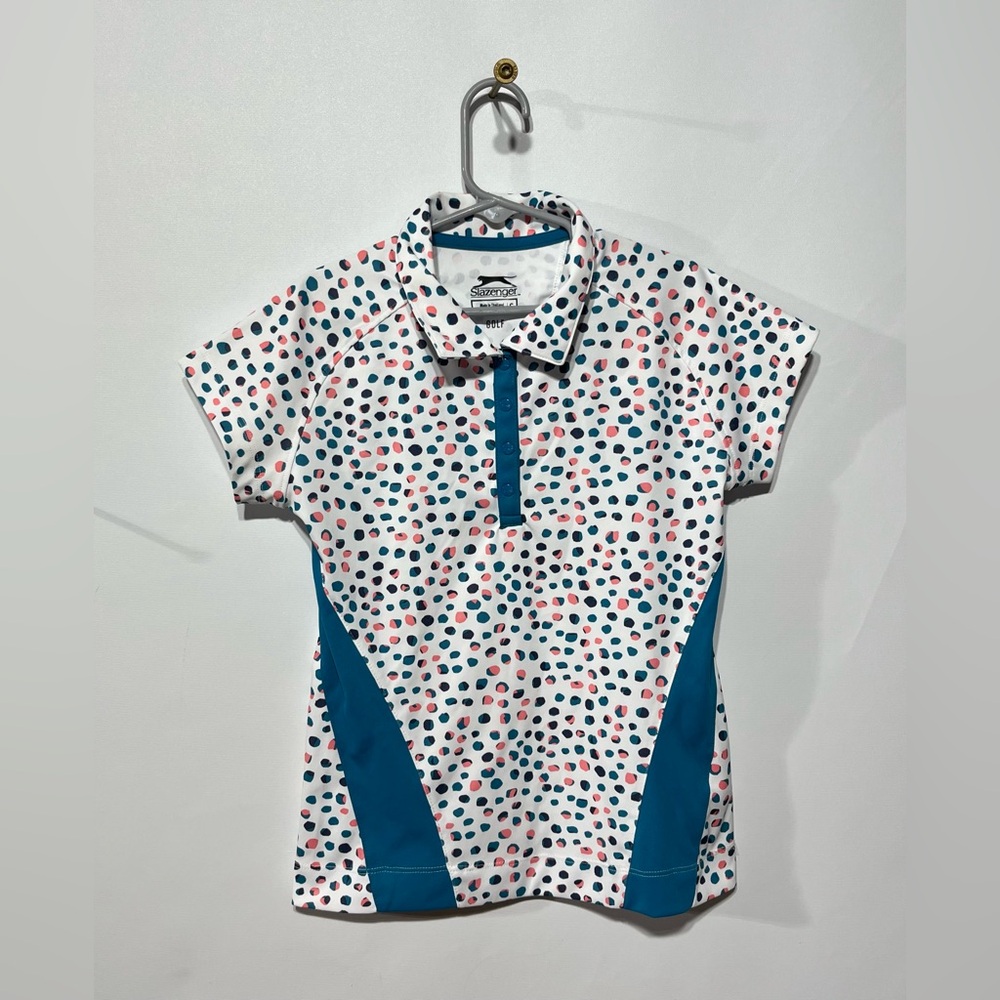 Slazenger Girls Polka Dot Golf Polo Shirt Size Small